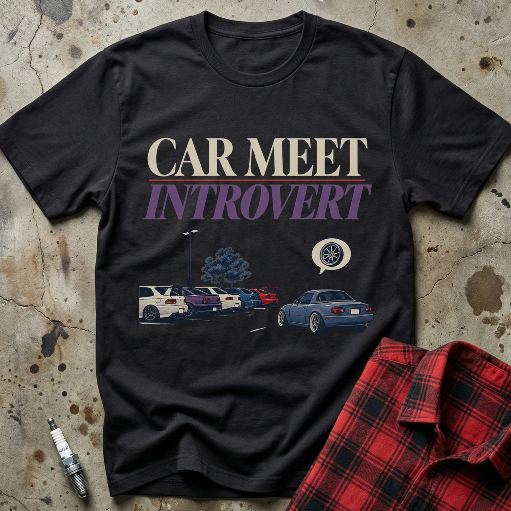 Car Meet Introvert T Shirt - Black