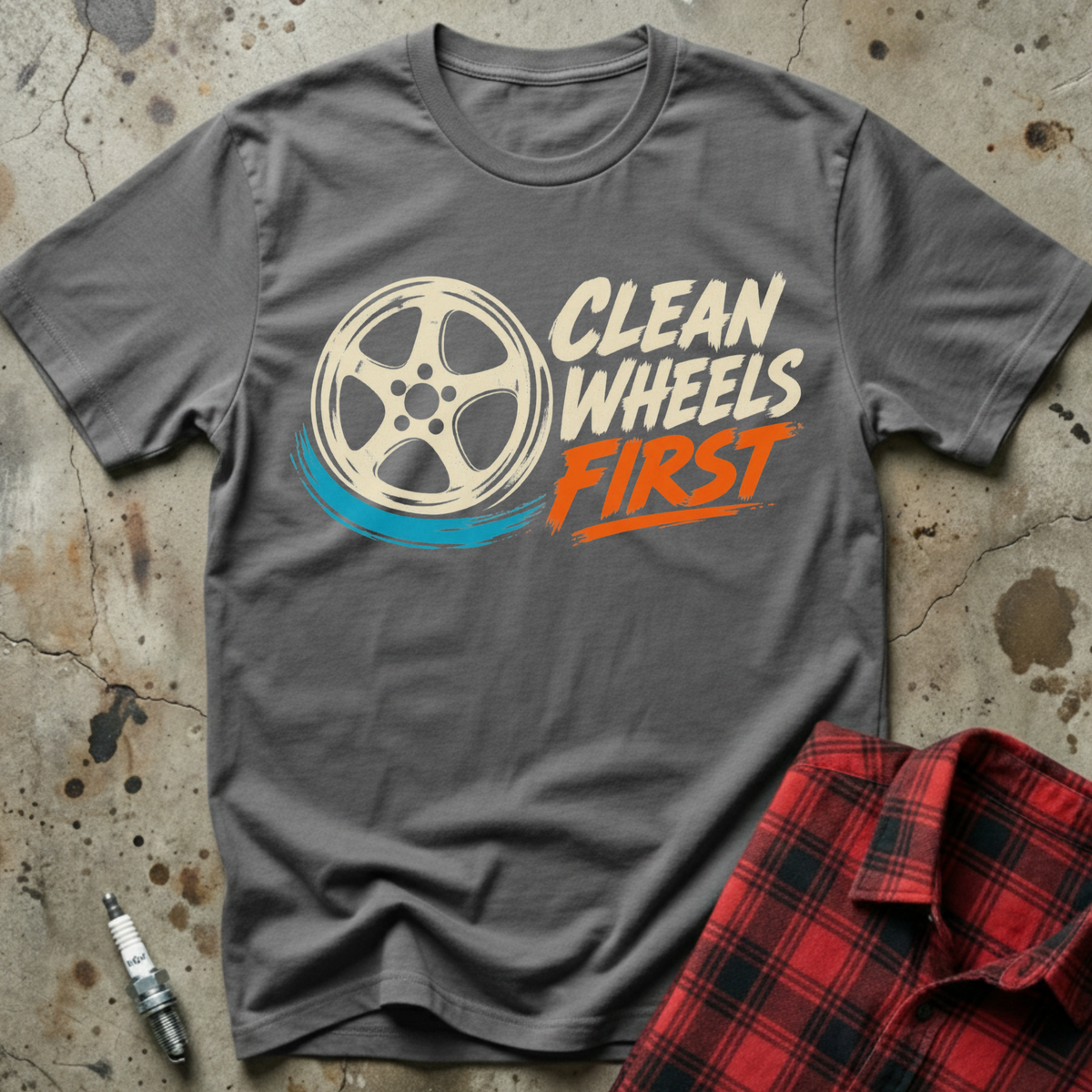 Clean Wheels First T-Shirt - Charcoal
