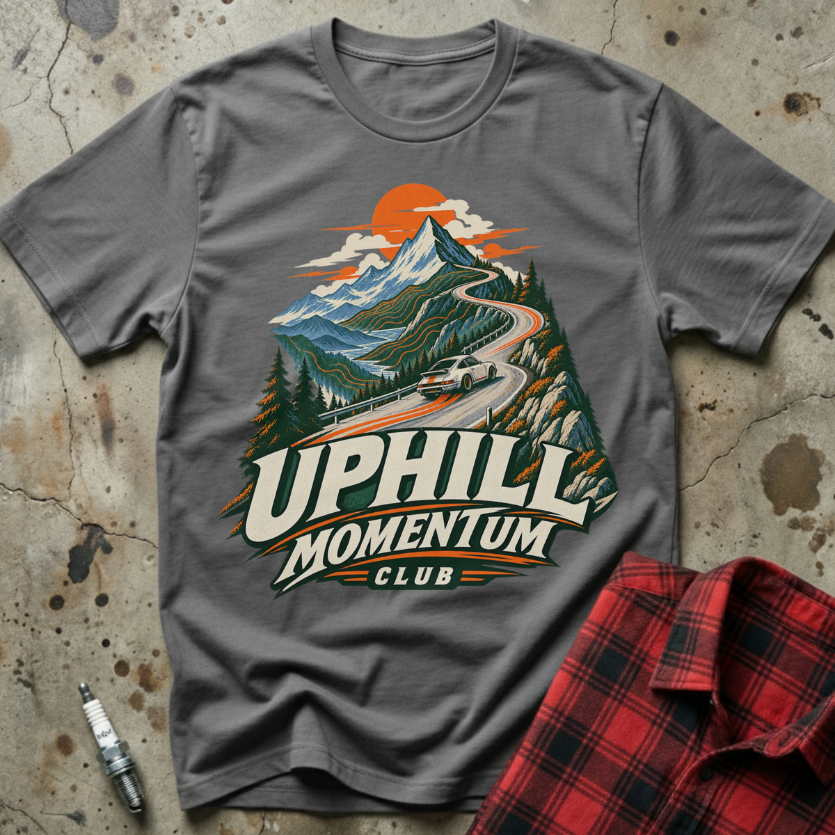 Uphill Momentum Club T-Shirt - Charcoal