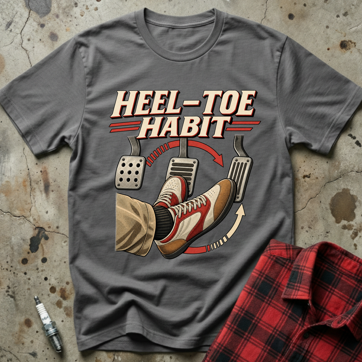 Heel Toe Habit T Shirt - Charcoal