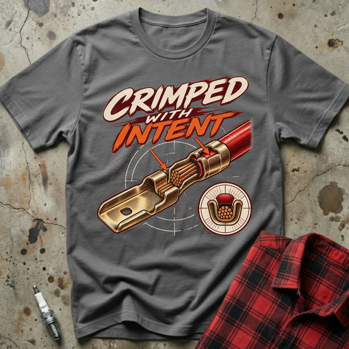 Crimped With Intent T Shirt - Charcoal