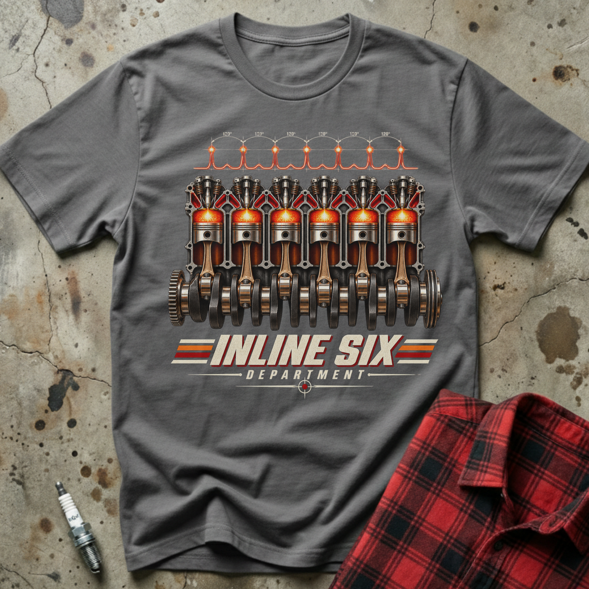 Inline Six Department T Shirt - Charcoal