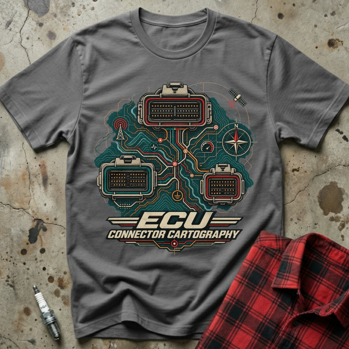 ECU Connector Map T-Shirt - Charcoal