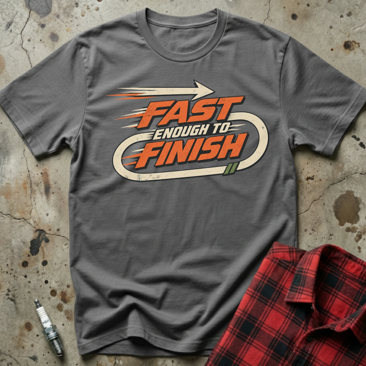 Fast Enough Finish T-Shirt - Charcoal