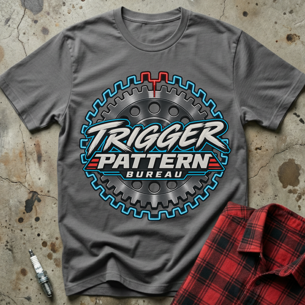Trigger Pattern Bureau T-Shirt - Charcoal