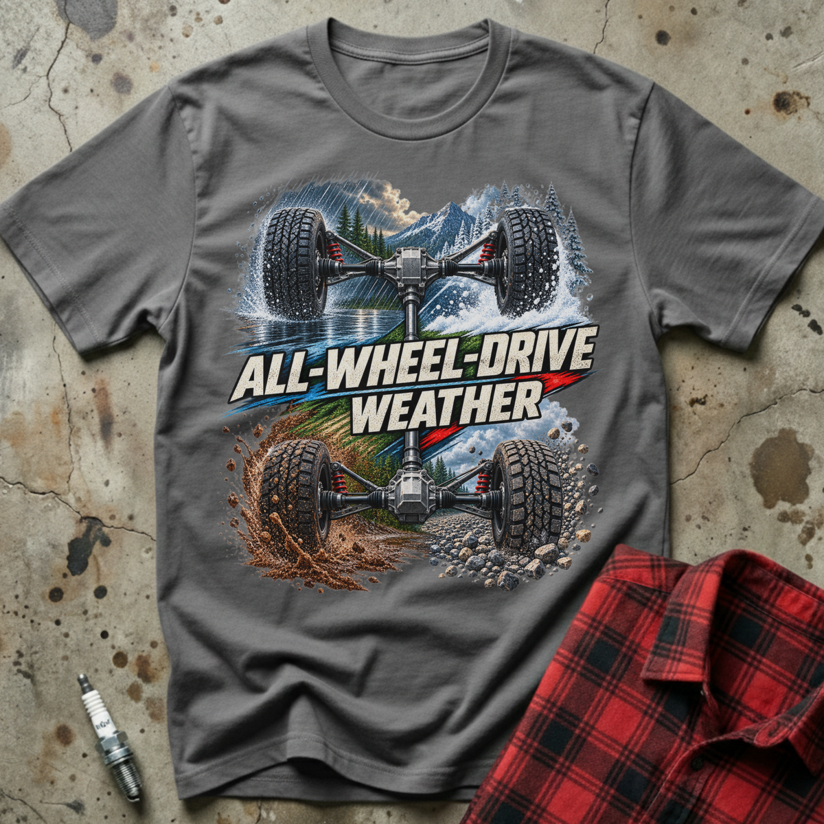All Wheel Drive T Shirt - Charcoal