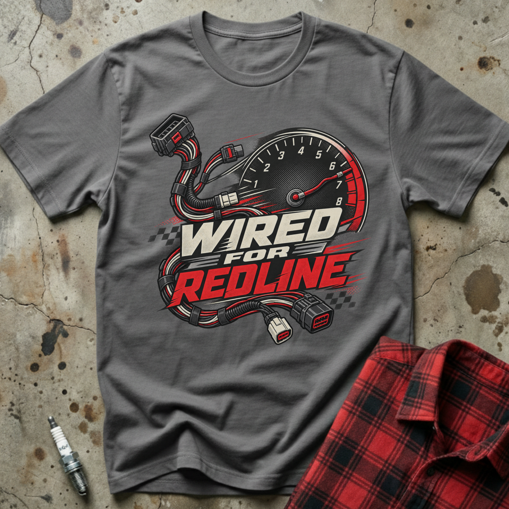 Wired For Redline T Shirt - Charcoal