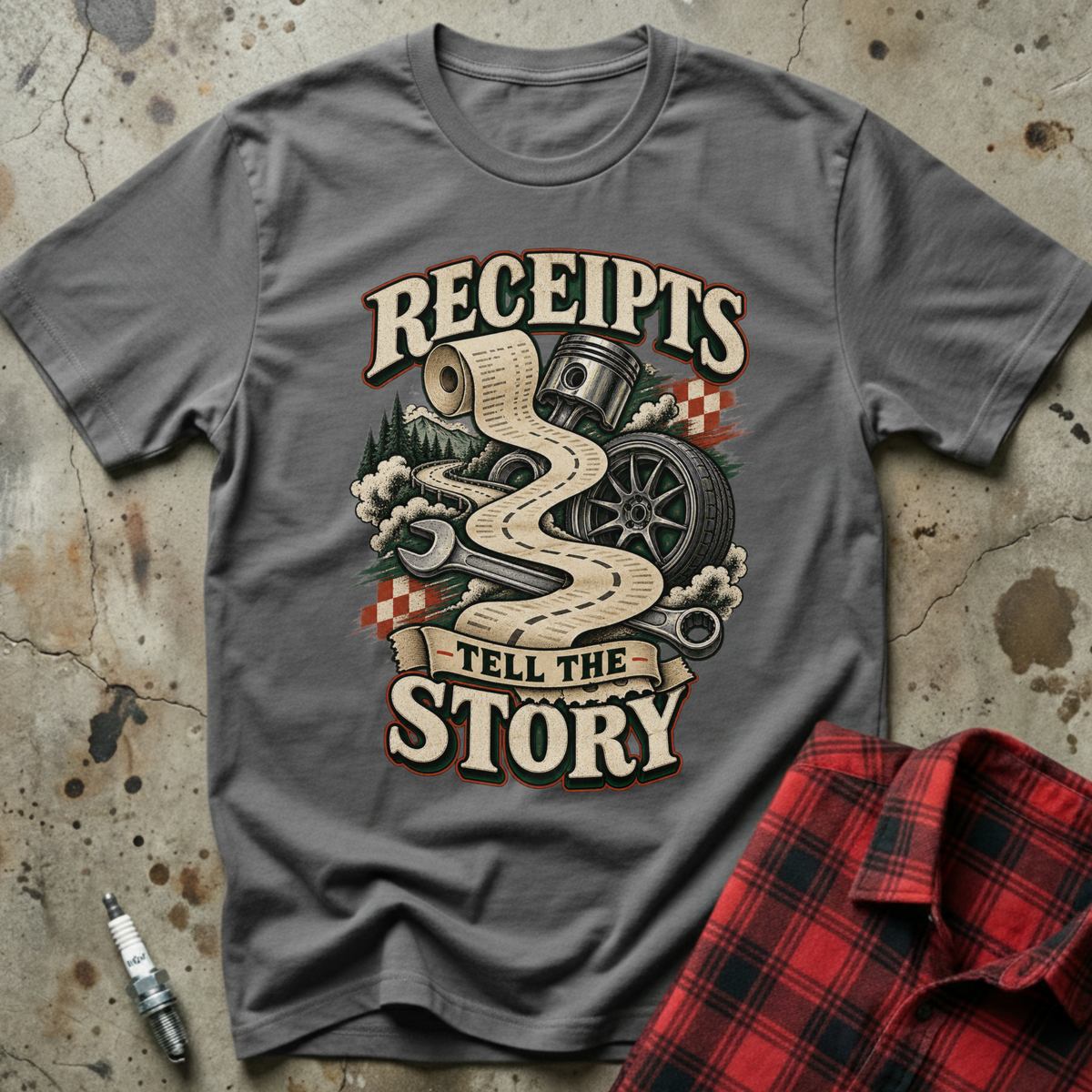 Receipts Tell Story T-Shirt - Charcoal