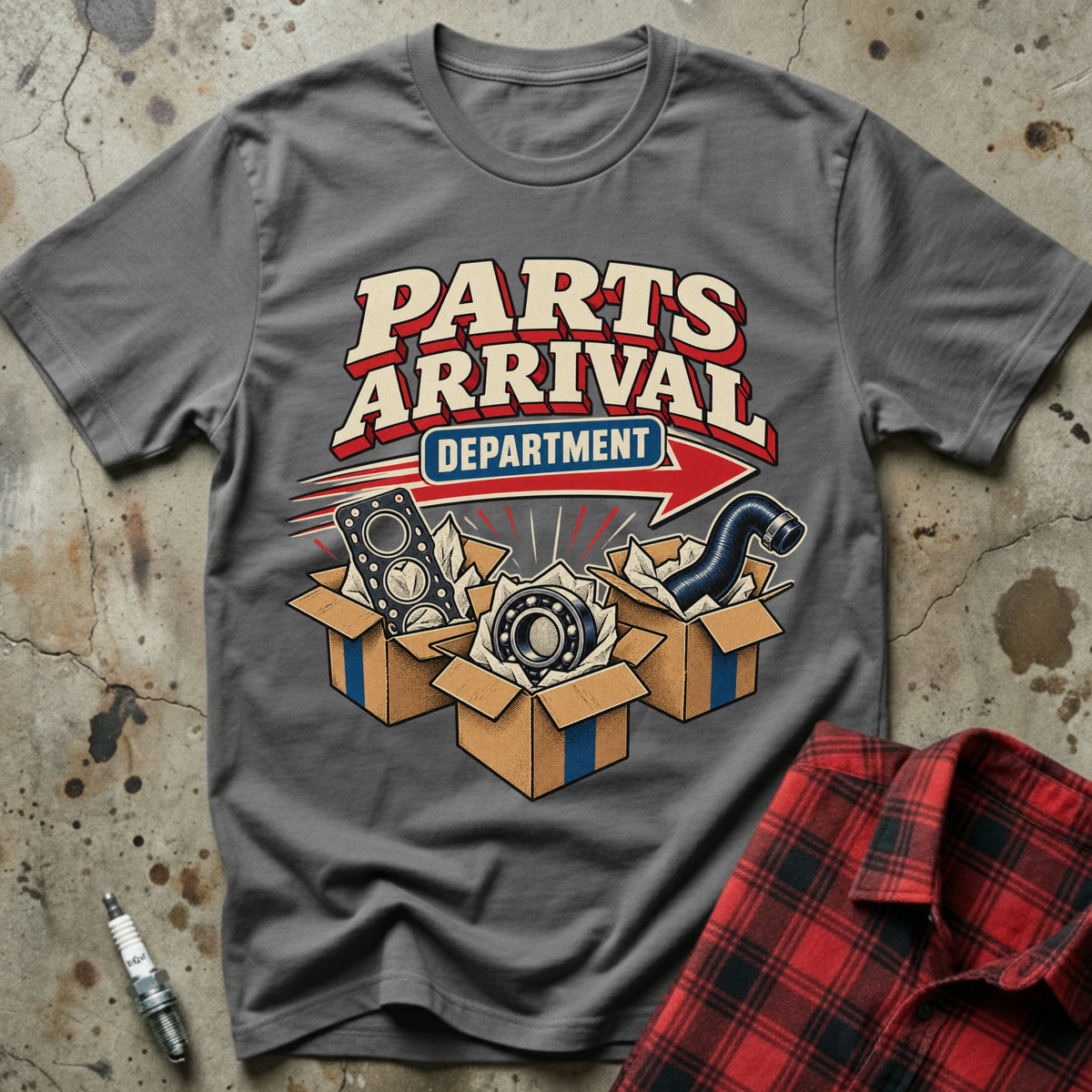Parts Arrival Department T-Shirt - Charcoal