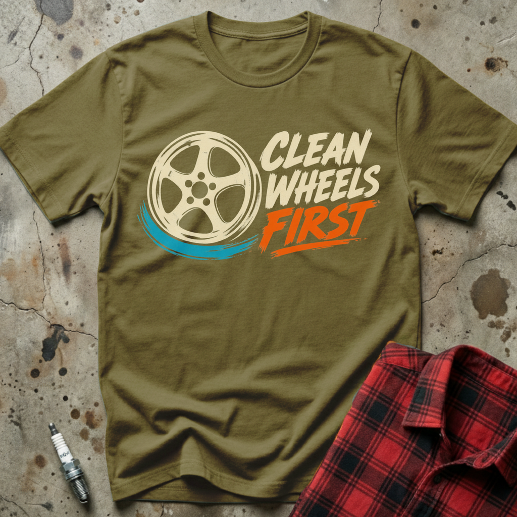 Clean Wheels First T-Shirt - Military Green