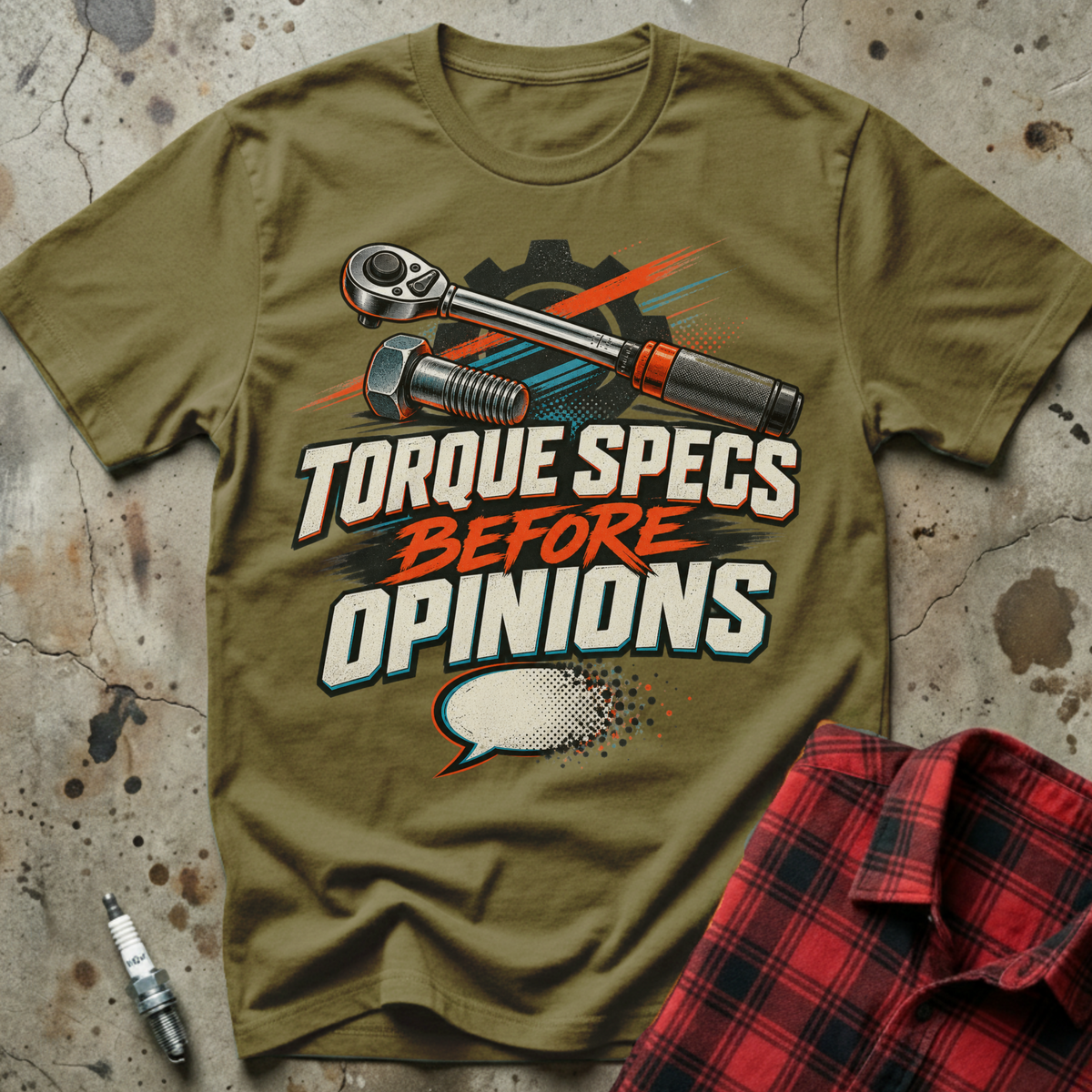Torque Specs Opinions T-Shirt - Military Green