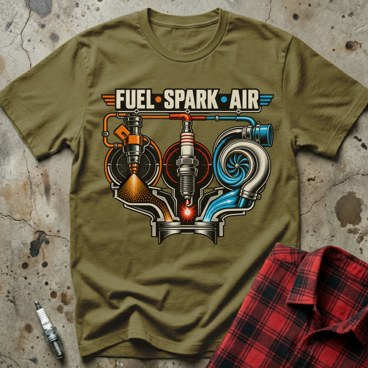 Fuel Spark Air T Shirt - Military Green