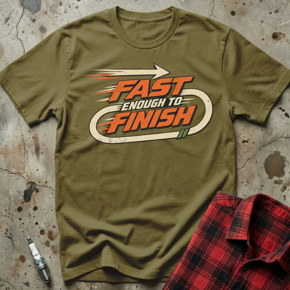 Fast Enough Finish T-Shirt - Military Green