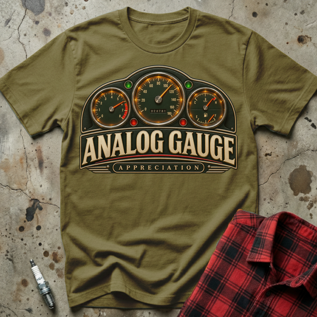 Analog Gauge Appreciation T-Shirt - Military Green