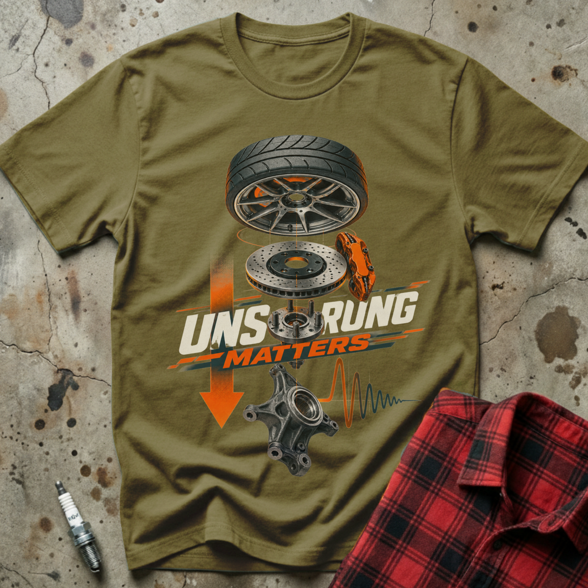 Unsprung Weight Matters T-Shirt - Military Green