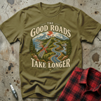 Good Roads Longer T-Shirt - Military Green