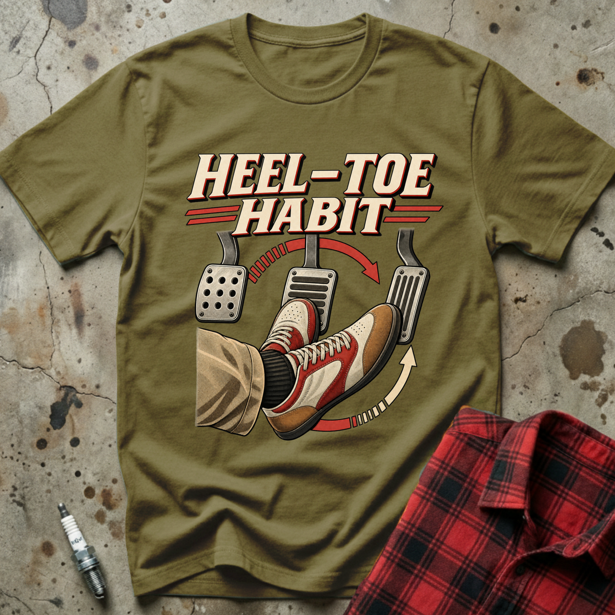 Heel Toe Habit T Shirt - Military Green