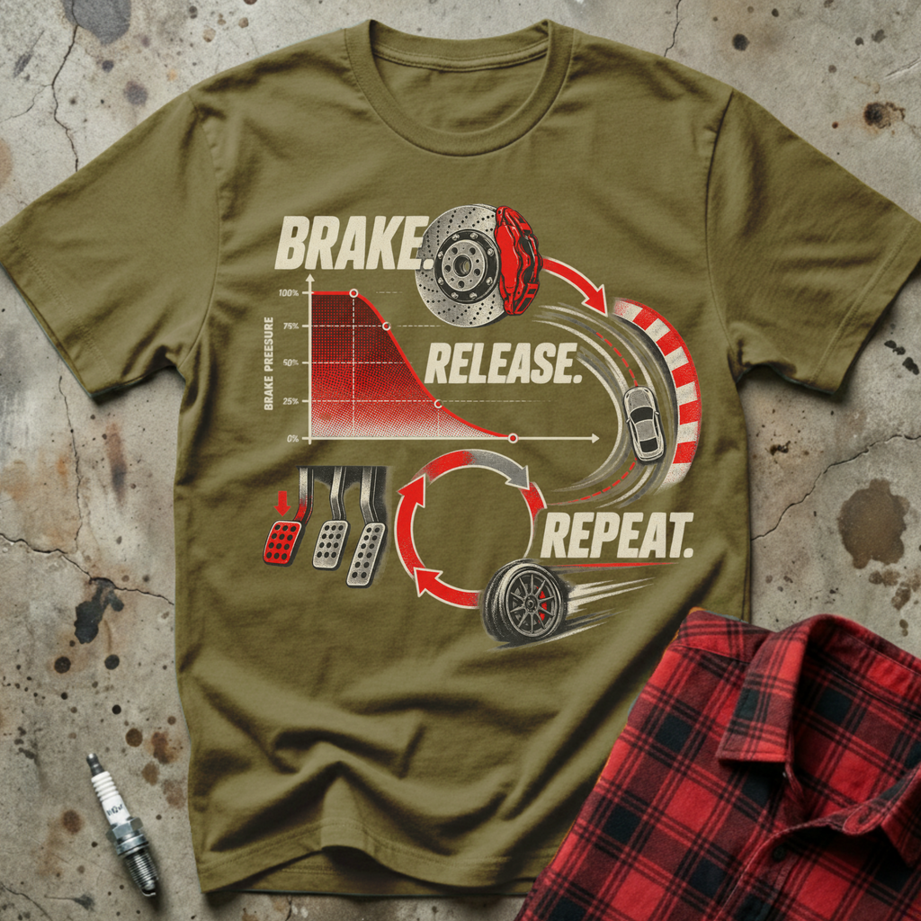 Brake Release Repeat T Shirt - Military Green