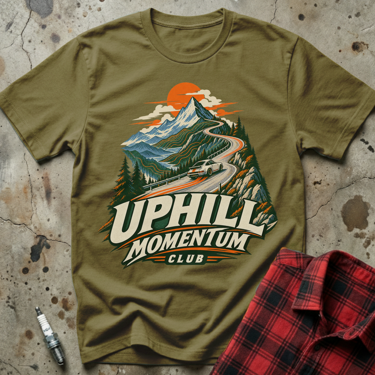 Uphill Momentum Club T-Shirt - Military Green