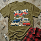 Fuel Stops Social T-Shirt - Military Green