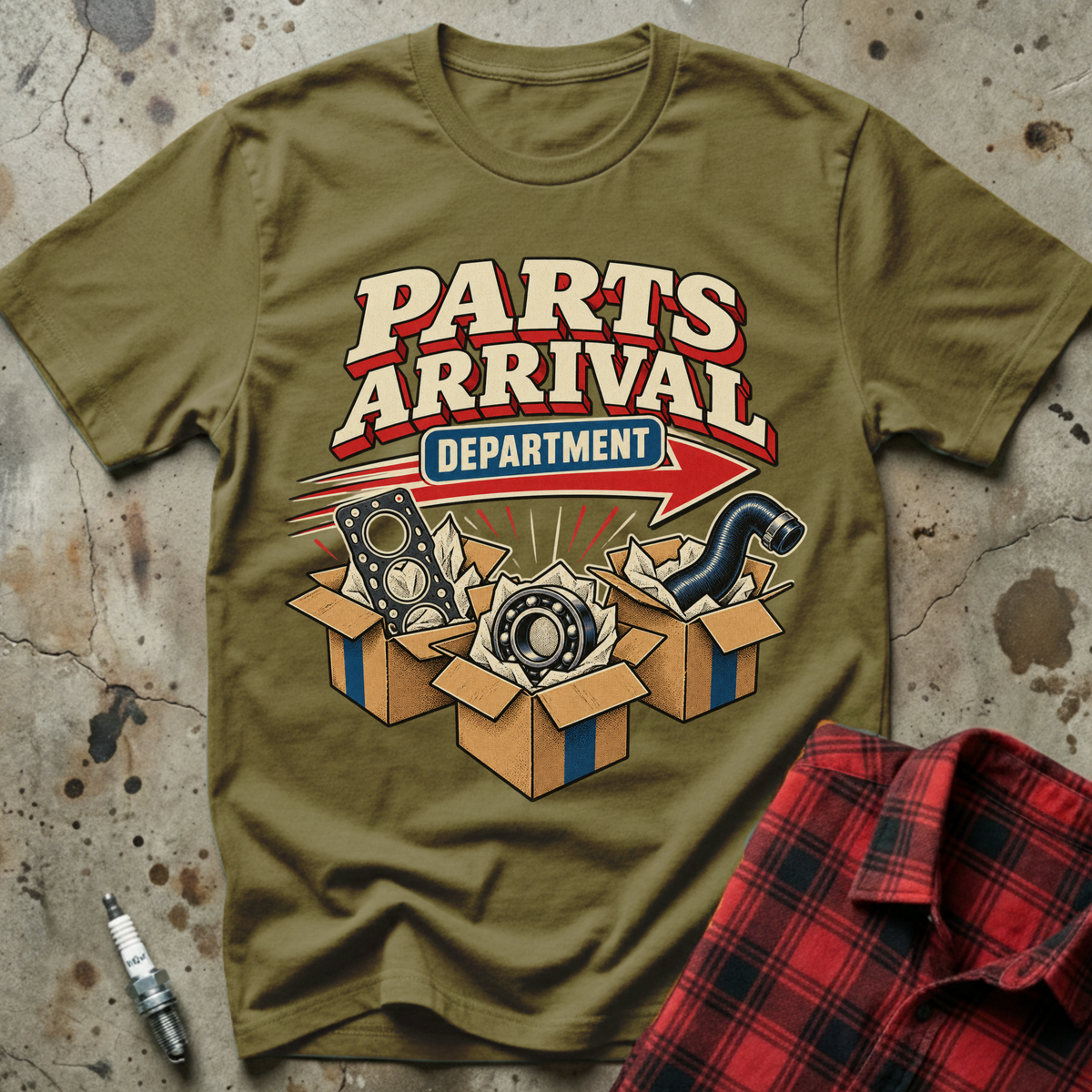 Parts Arrival Department T-Shirt - Military Green