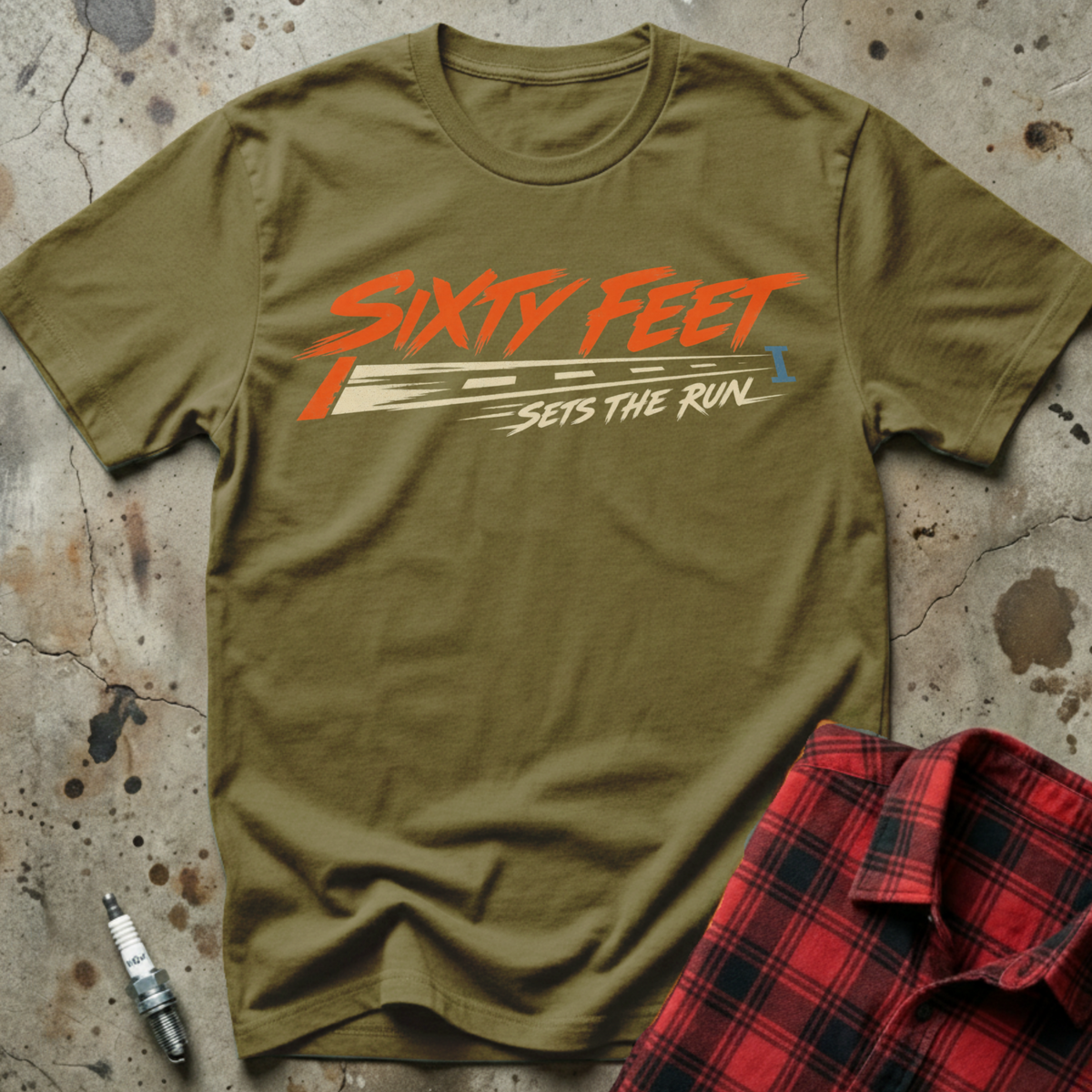 Sixty Feet Run T-Shirt - Military Green