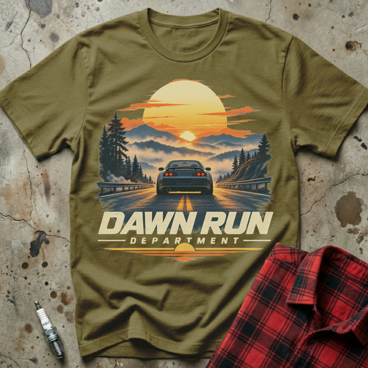 Dawn Run Department T-Shirt - Military Green