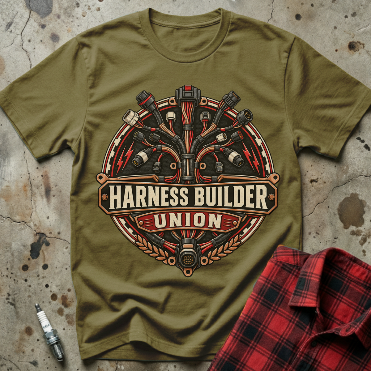 Harness Builder Union T Shirt - Military Green