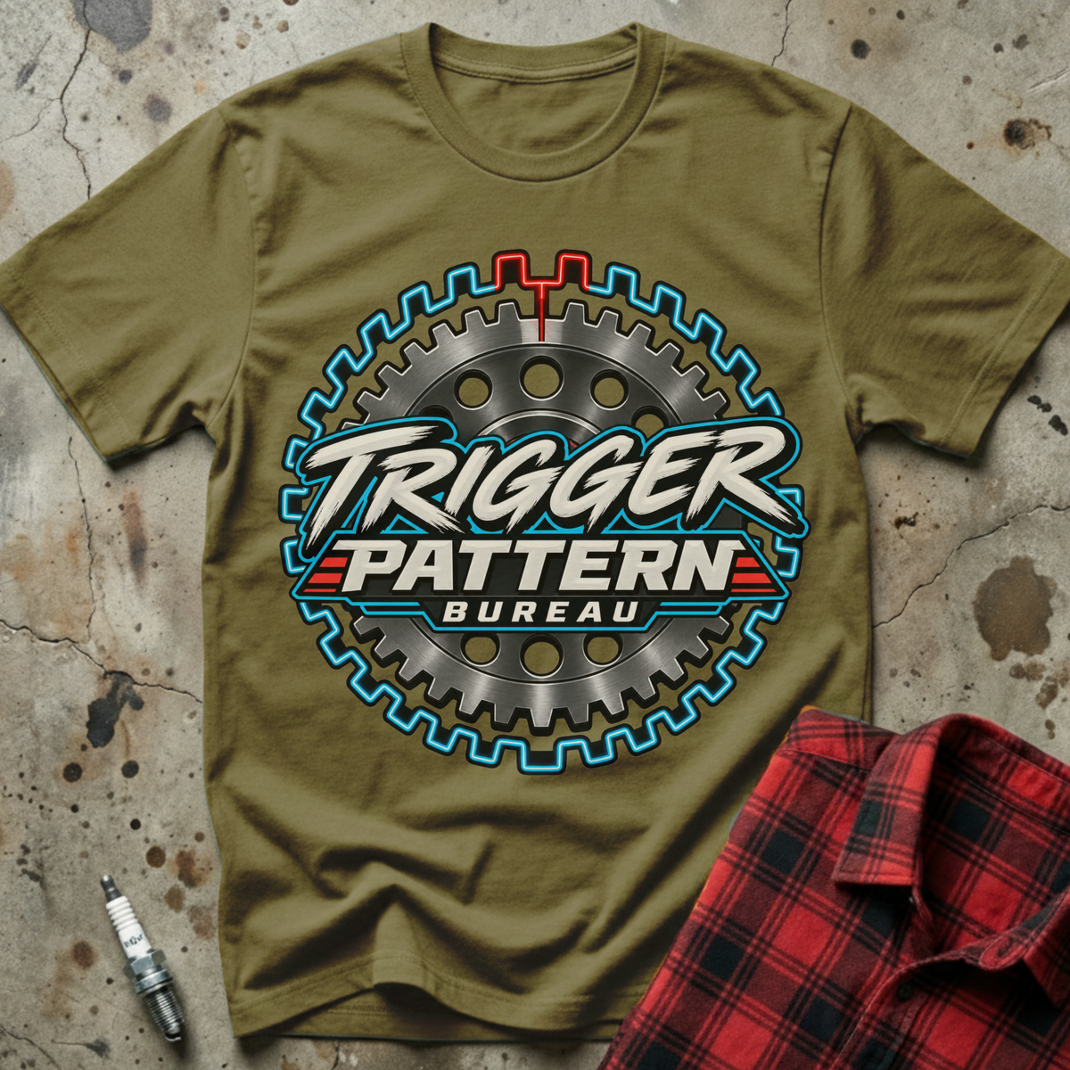 Trigger Pattern Bureau T-Shirt - Military Green