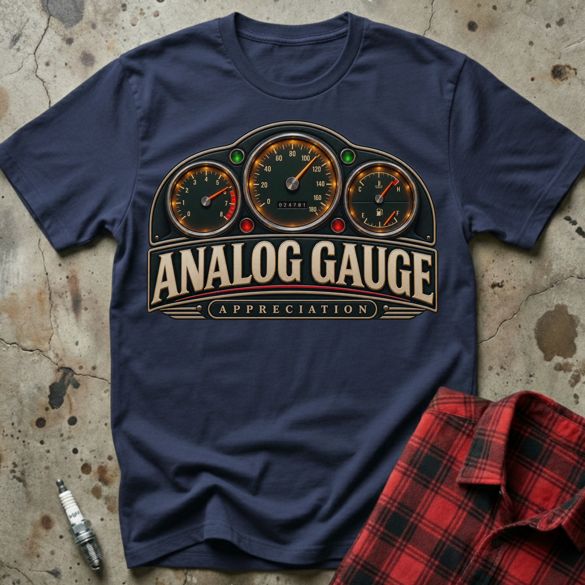 Analog Gauge Appreciation T-Shirt - Navy
