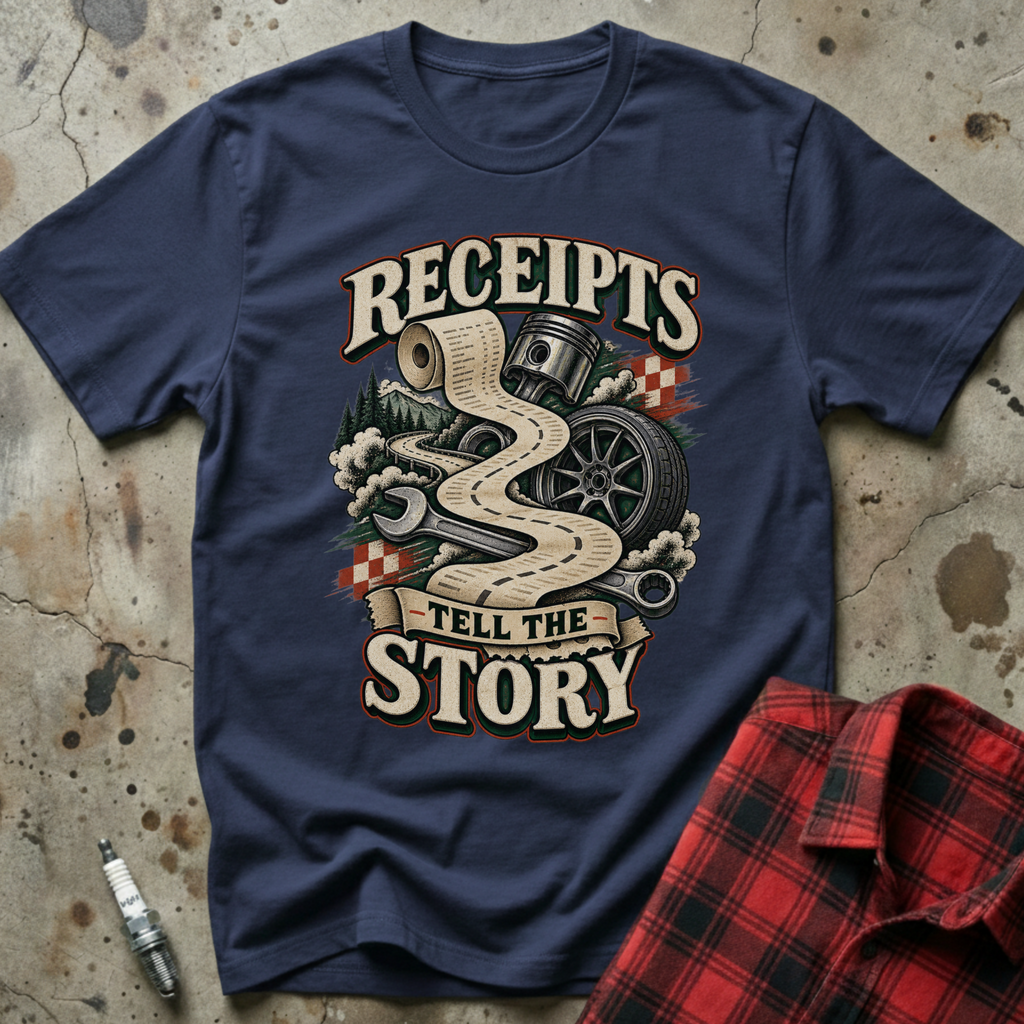 Receipts Tell Story T-Shirt - Navy