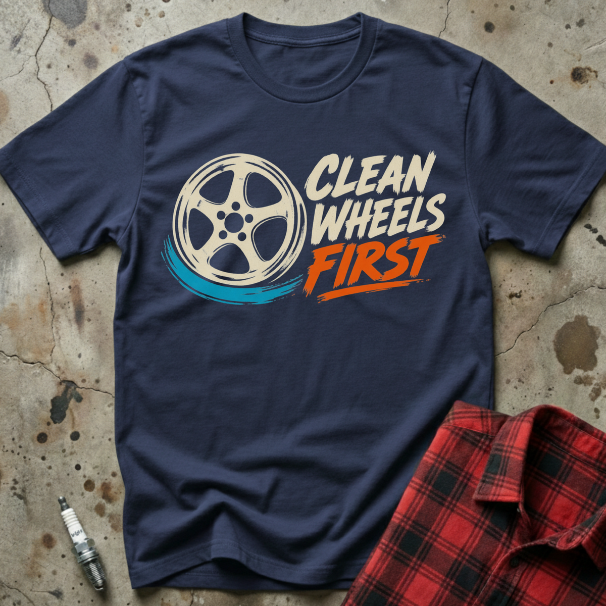 Clean Wheels First T-Shirt - Navy