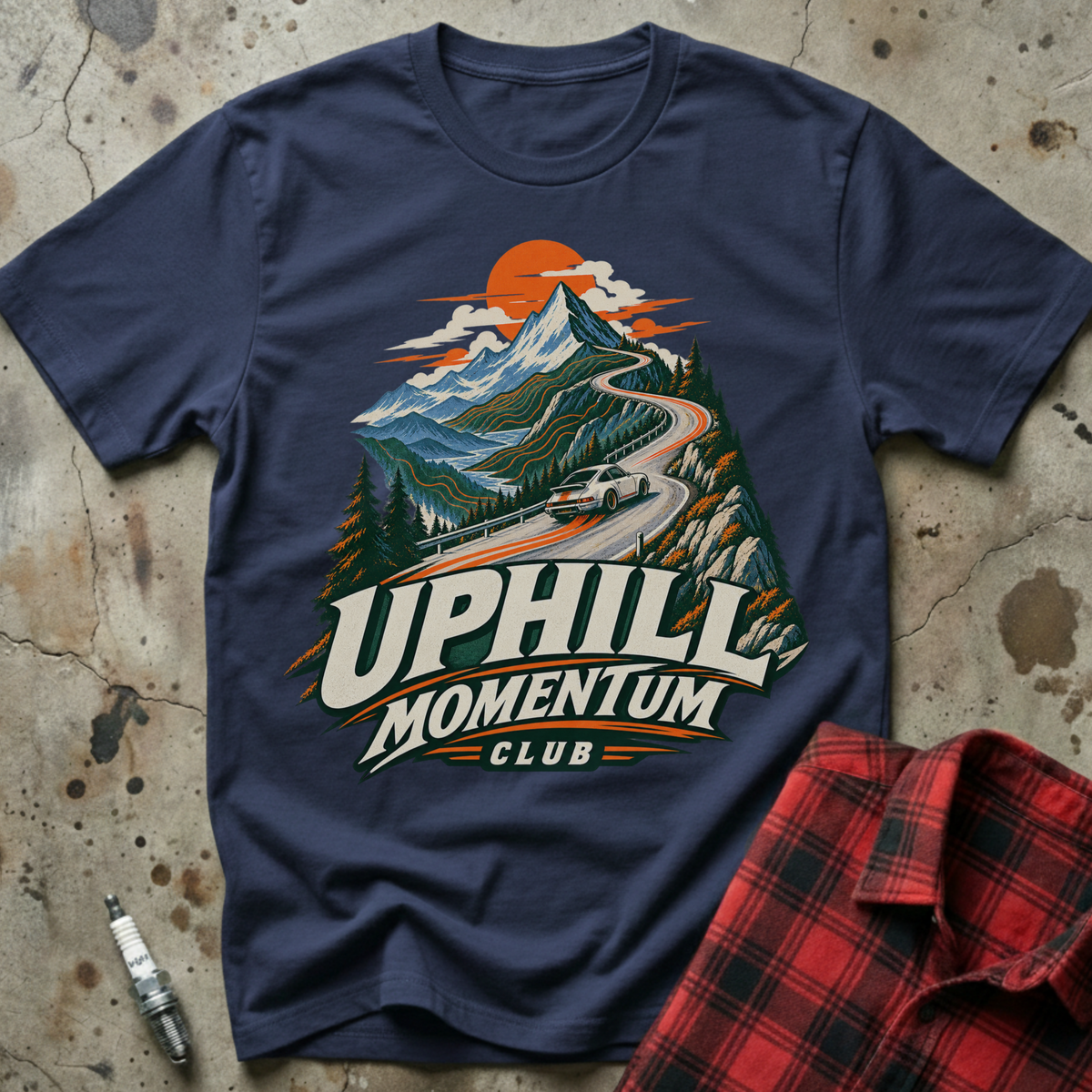 Uphill Momentum Club T-Shirt - Navy