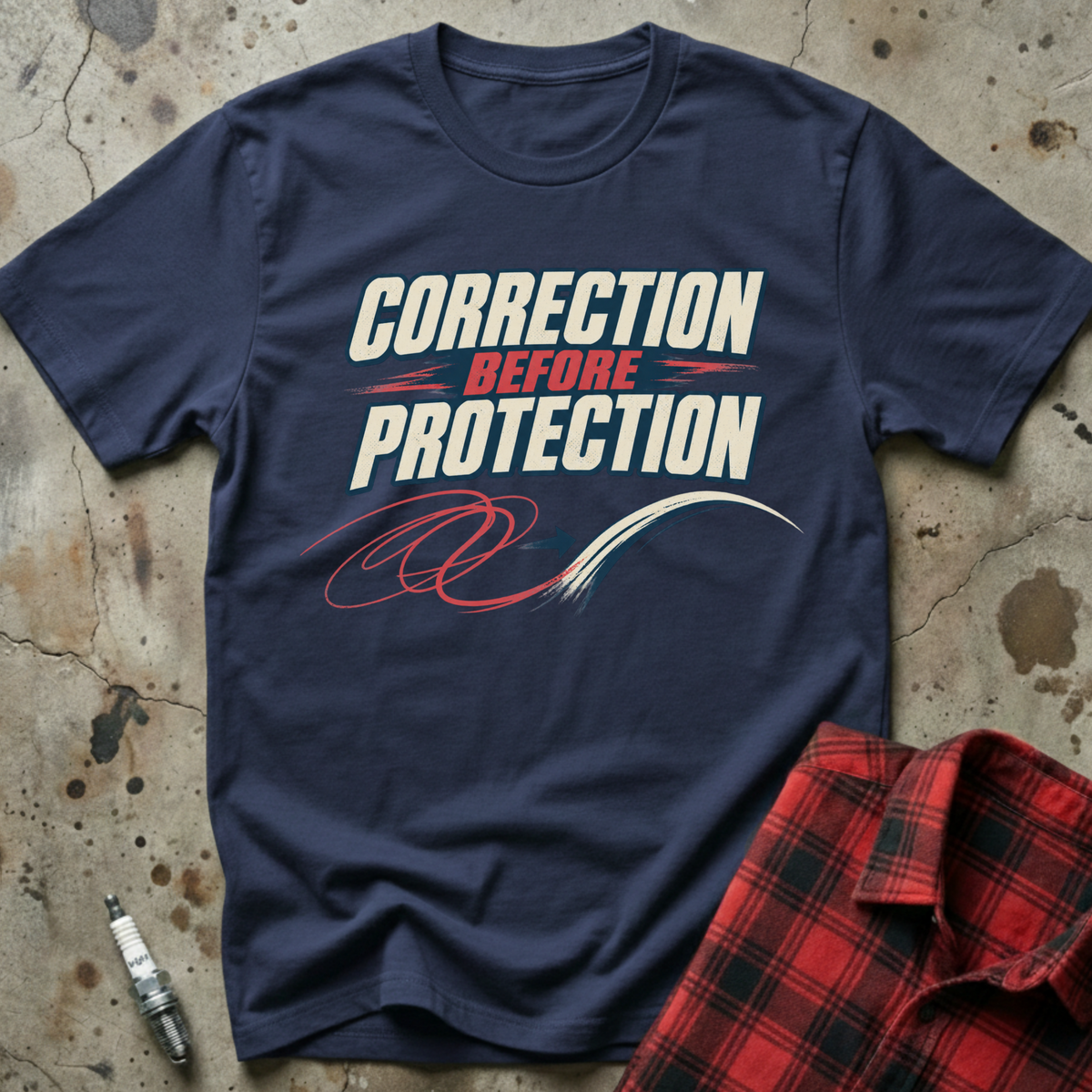 Correction Before Protection T-Shirt - Navy