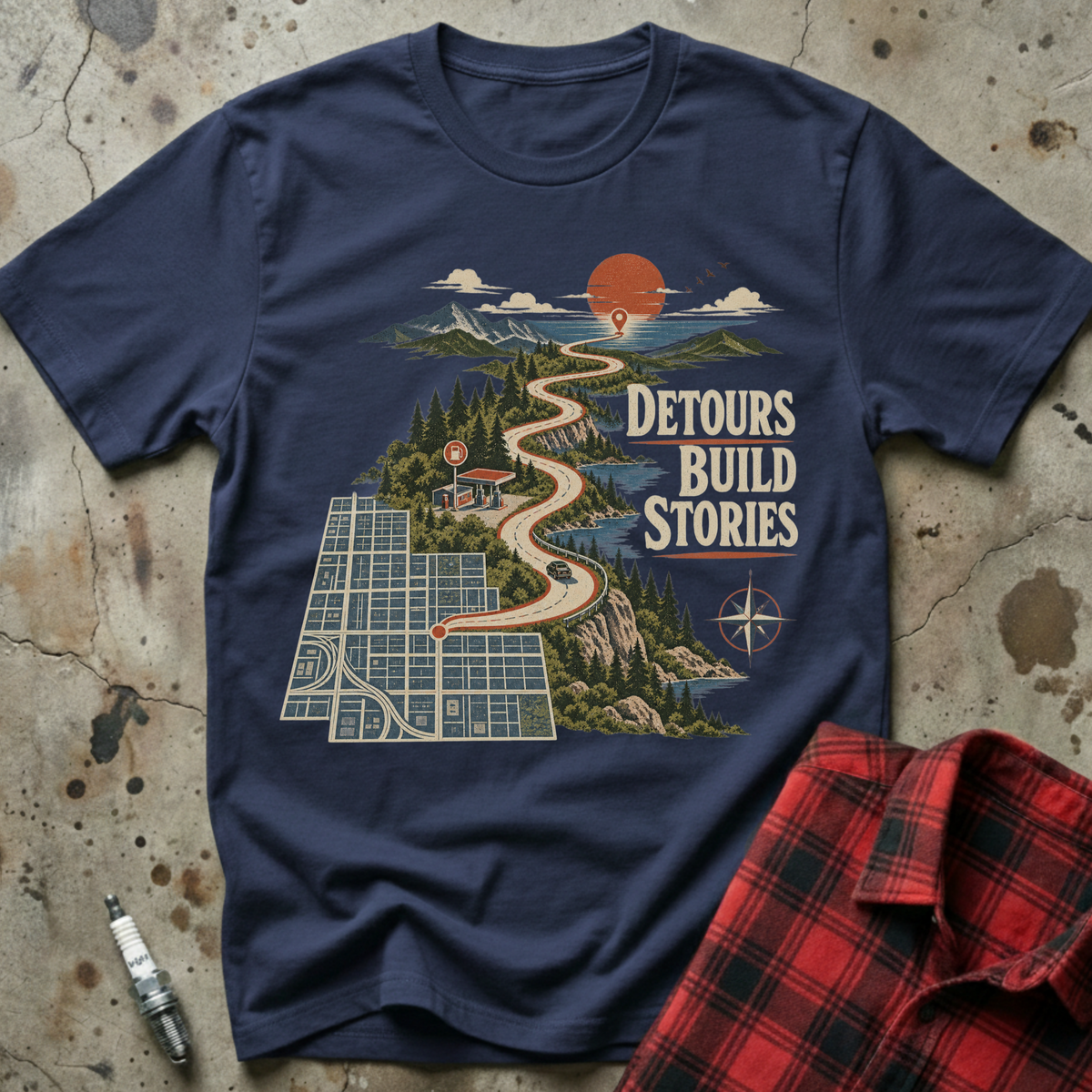 Detours Build Stories T Shirt - Navy