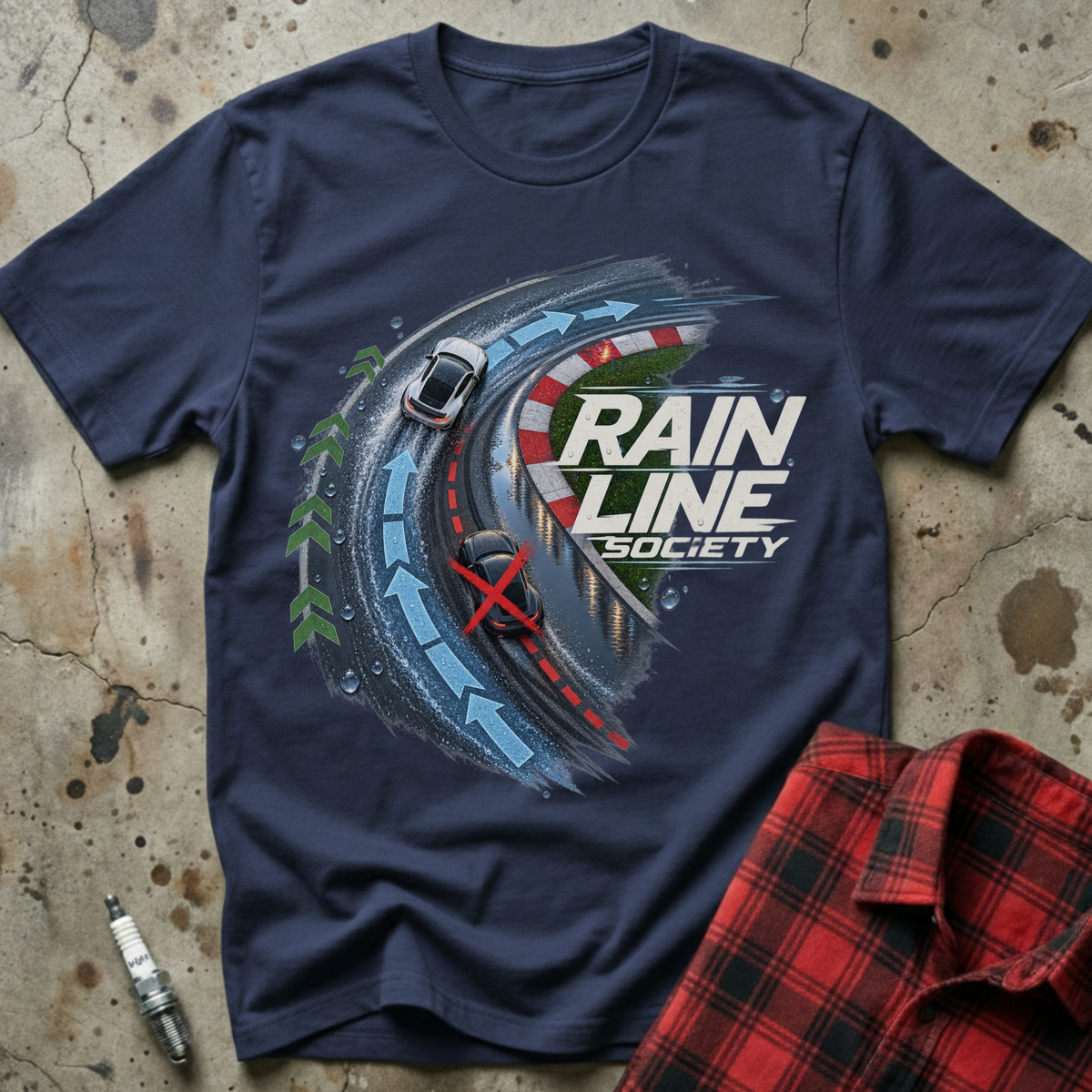 Rain Line Society T-Shirt - Navy