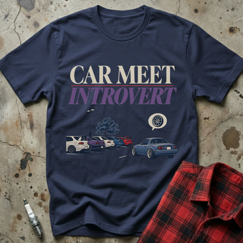 Car Meet Introvert T Shirt - Navy