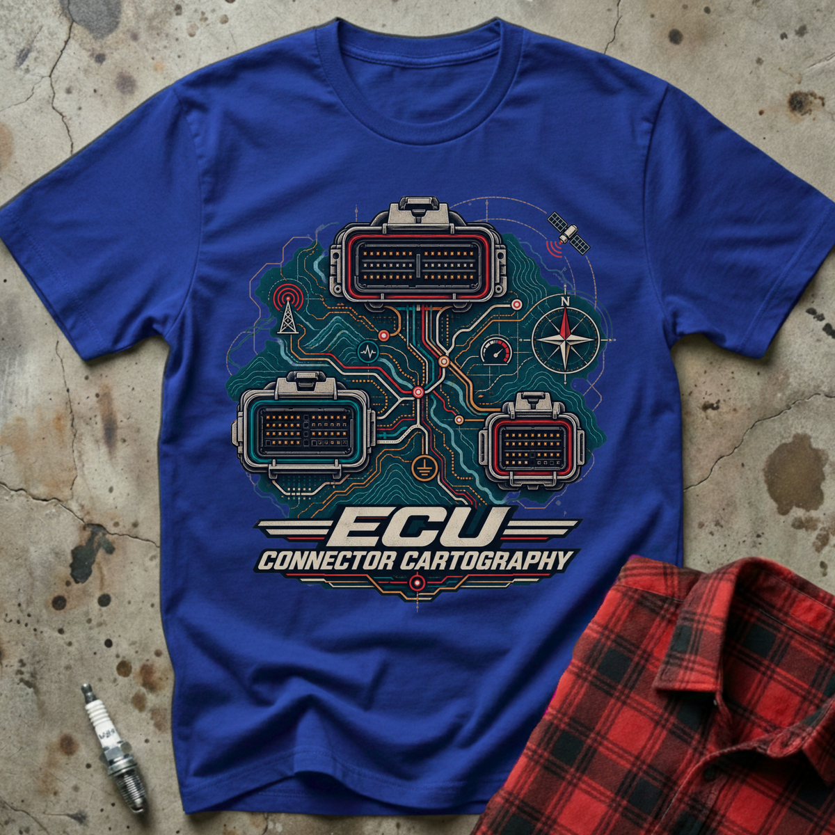 ECU Connector Map T-Shirt - Royal