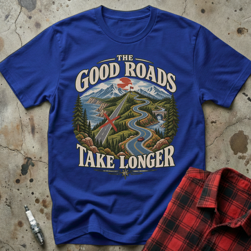 Good Roads Longer T-Shirt - Royal