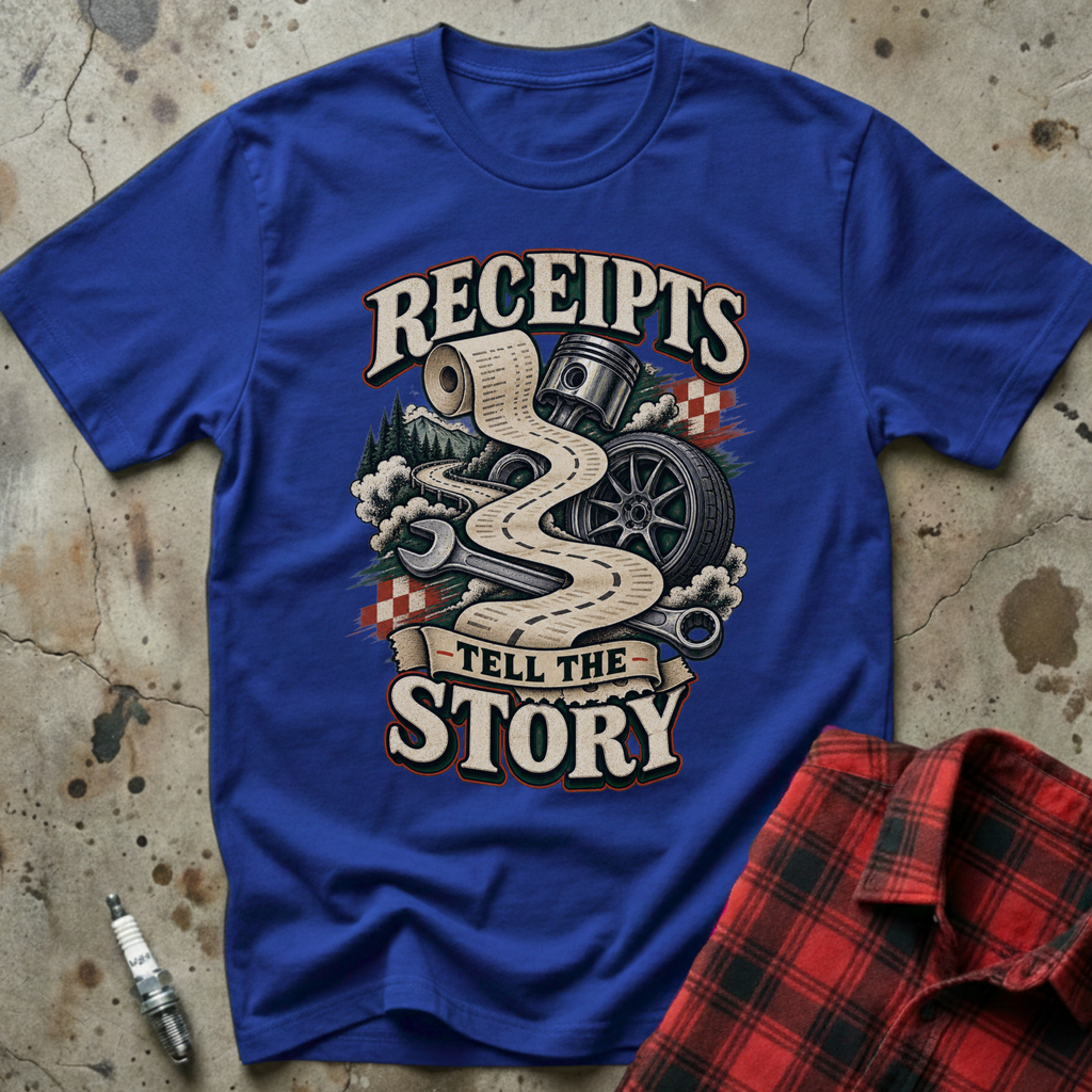Receipts Tell Story T-Shirt - Royal