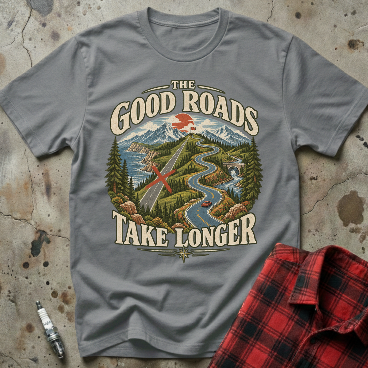 Good Roads Longer T-Shirt - Sport Grey