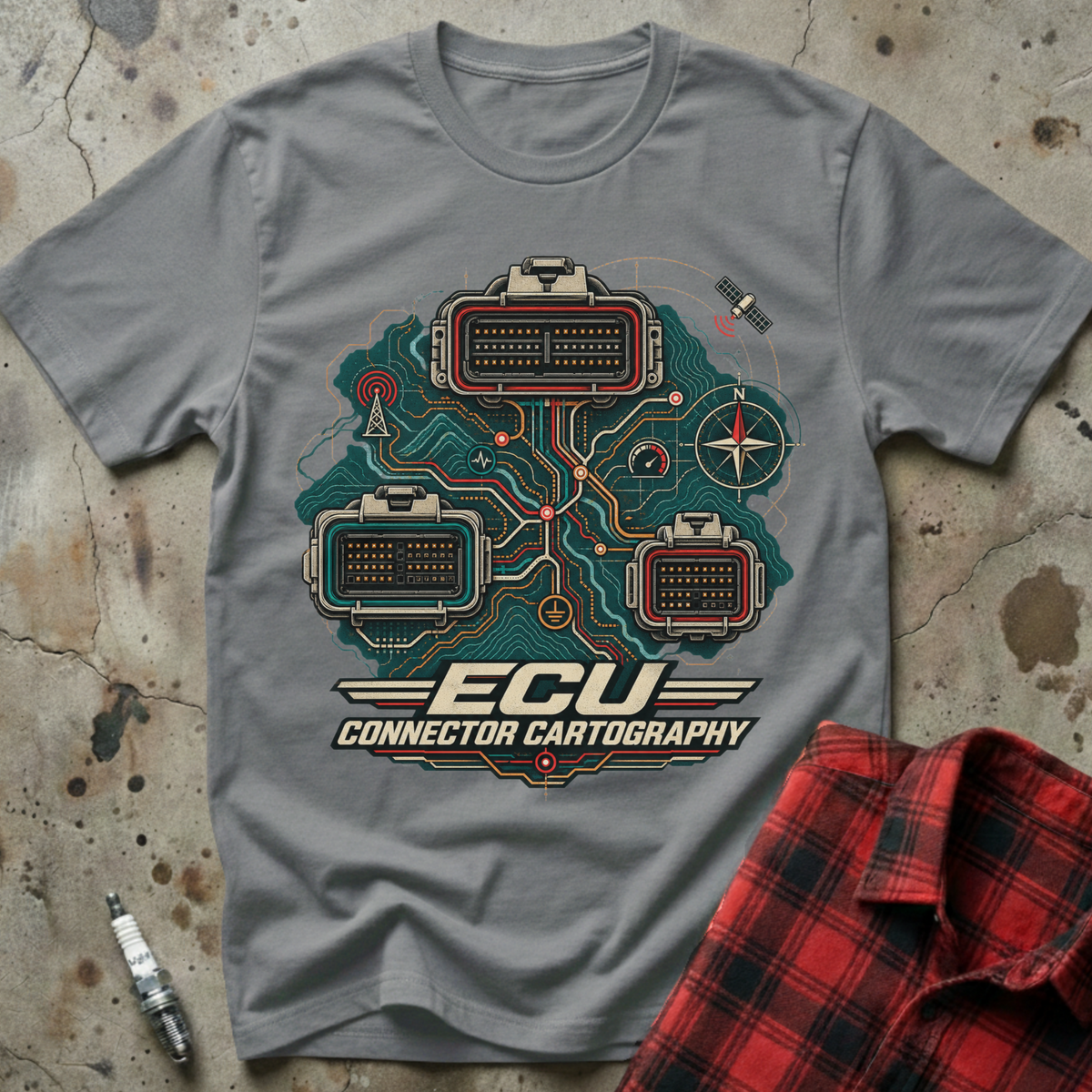 ECU Connector Map T-Shirt - Sport Grey