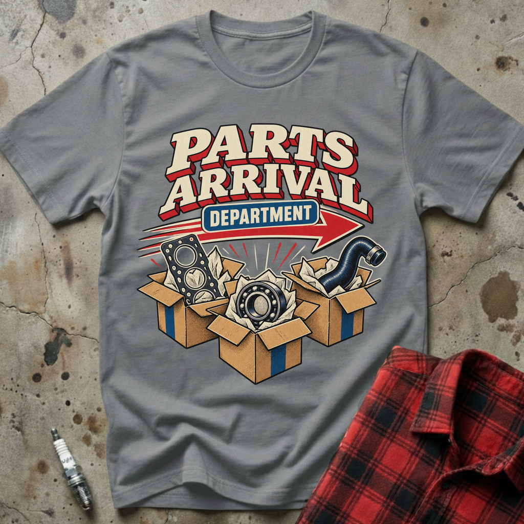 Parts Arrival Department T-Shirt - Sport Grey