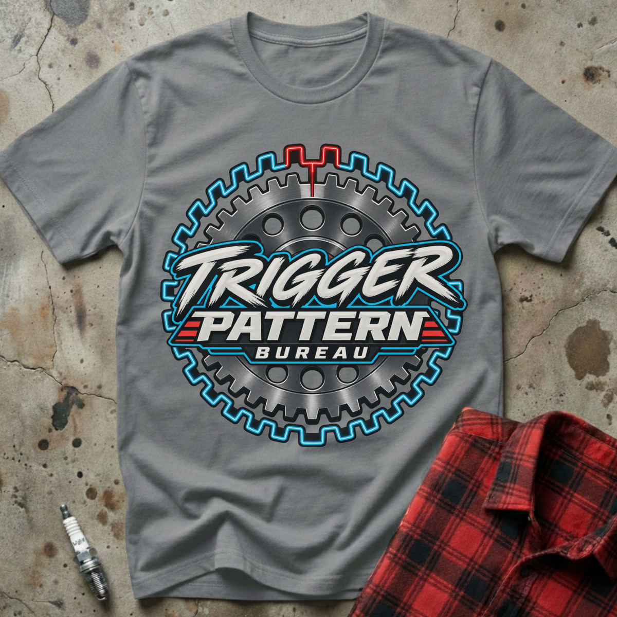 Trigger Pattern Bureau T-Shirt - Sport Grey