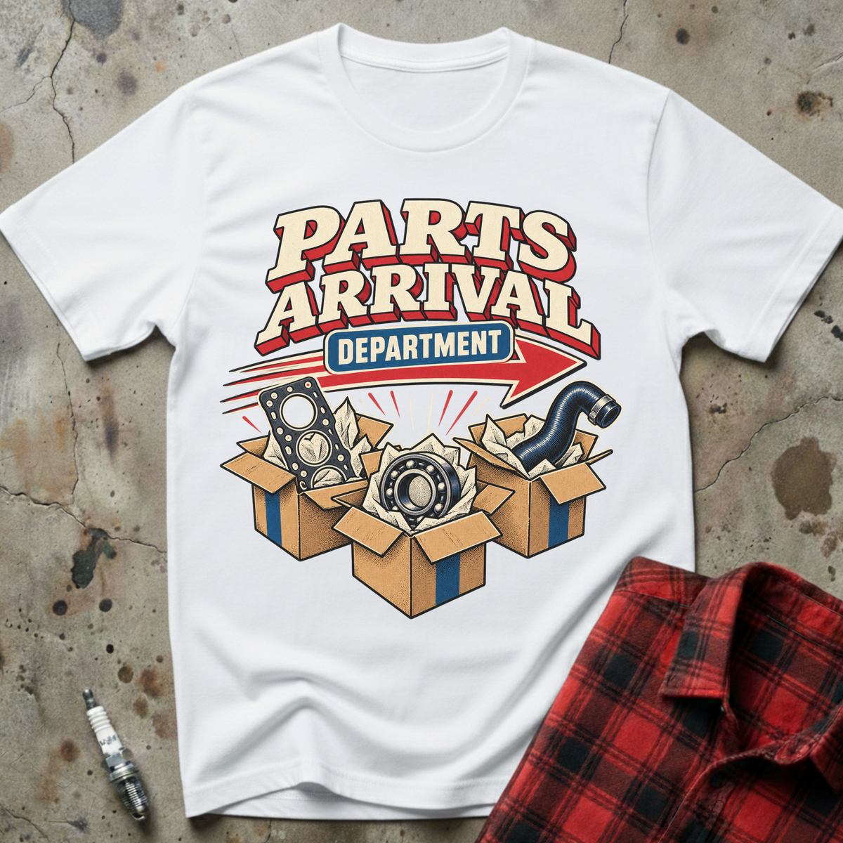 Parts Arrival Department T-Shirt - White