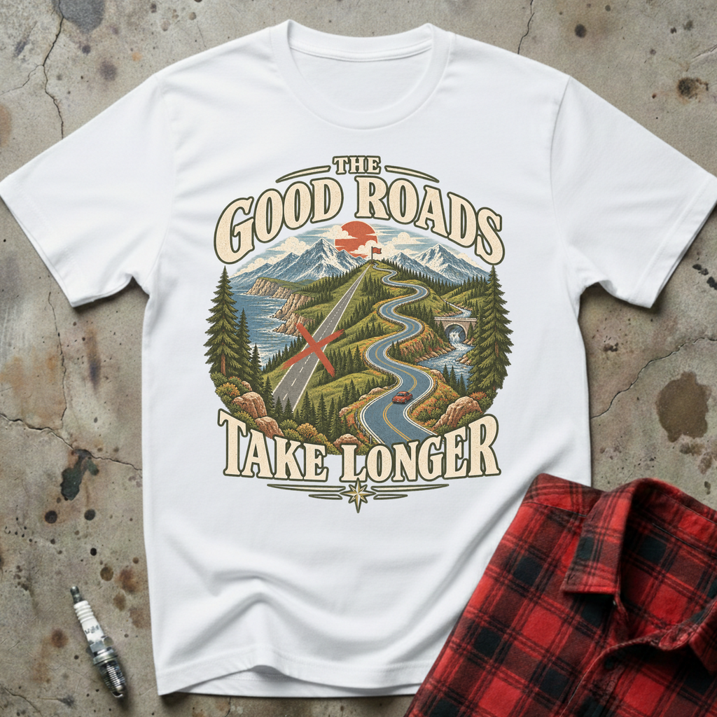 Good Roads Longer T-Shirt - White