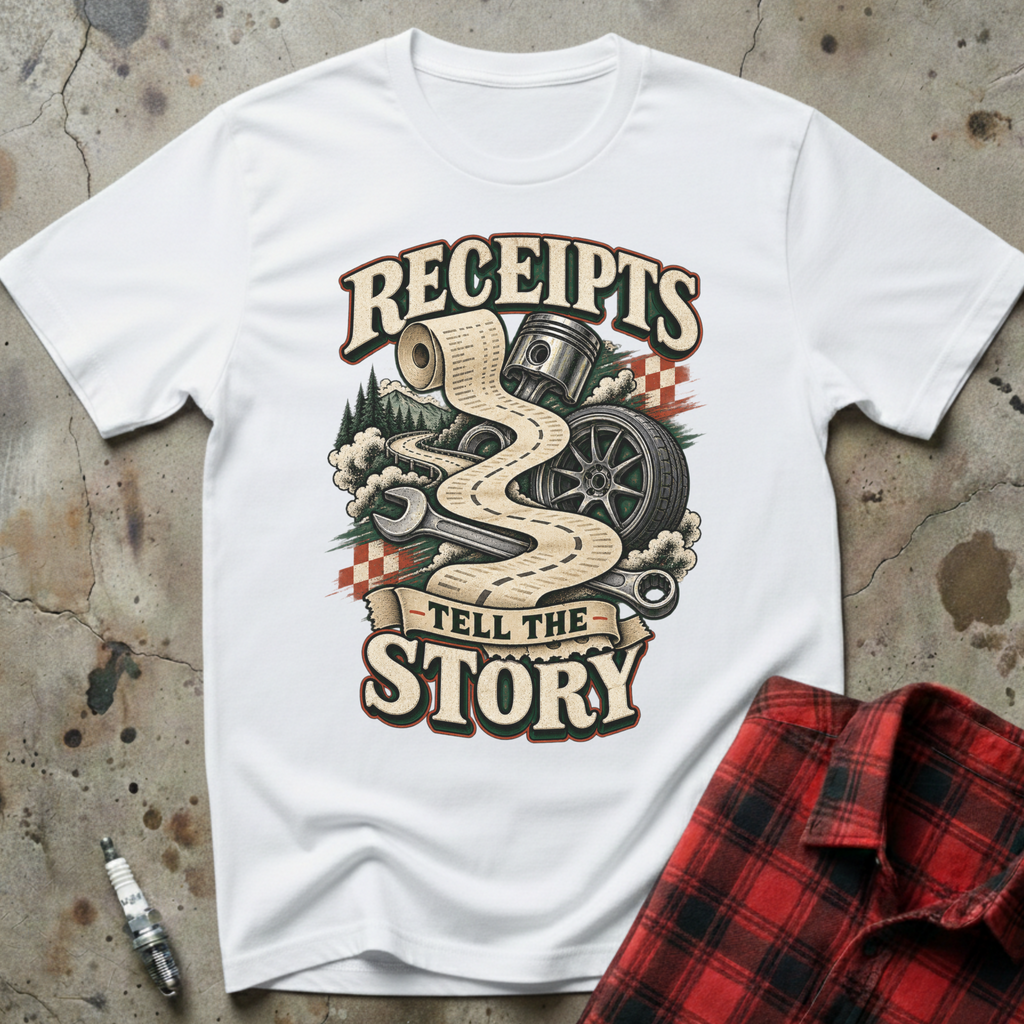 Receipts Tell Story T-Shirt - White
