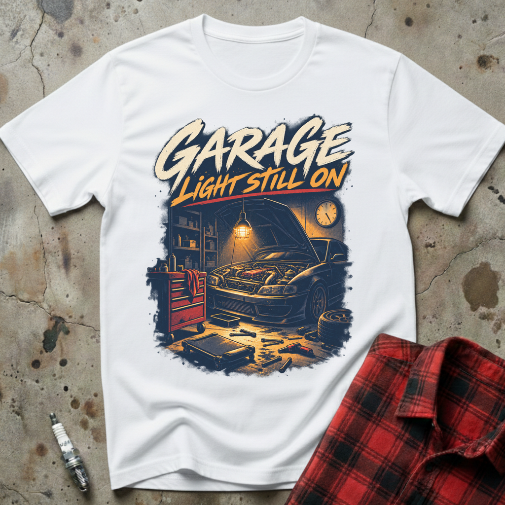 Garage Light On T-Shirt - White